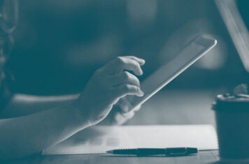 Woman working on a tablet