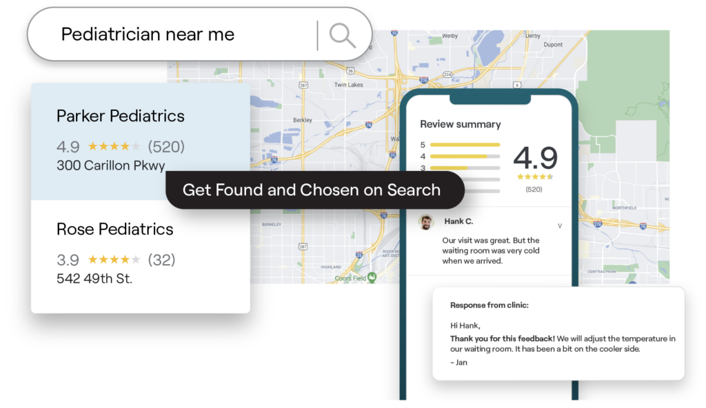 Example of doctor search  results with map