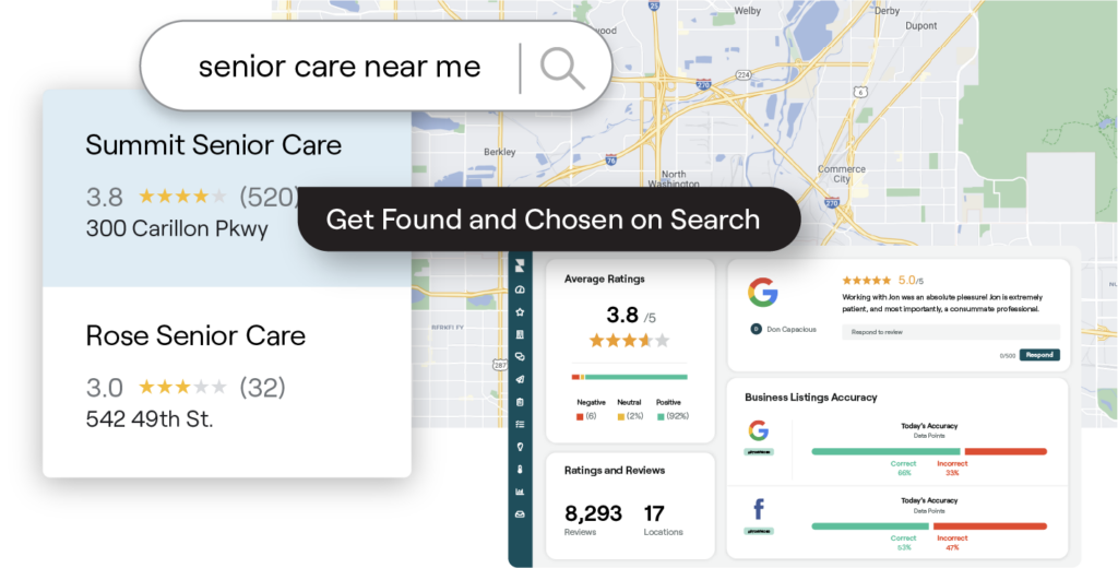 Example of senior center search in Google